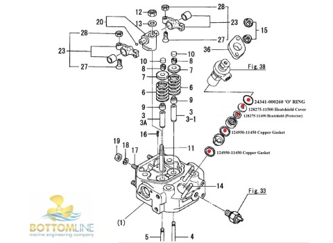 YANMAR - 1-3GM - Fuel Injector sealing / installation kit - Diesel