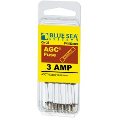 Blue Sea - AGC Glass Fuse - 6.3 x 32mm - (5 pack) - 3 Amp - PN. 5208