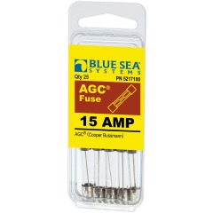 Blue Sea - AGC Glass Fuse - 6.3 x 32mm - (5 pack) - 15 Amp - PN. 5217