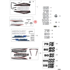 Mercury - DECAL SET Mercury 65-150 HP 4S - Quicksilver - 37-8M0156748