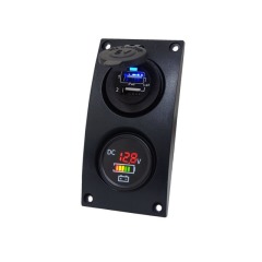 Talamex - SWITCHPANEL CURVED ADD ON WITH DOUBLE USB & DIGITAL VOLTMETER/BATTERY INDICATOR - 14.576.025