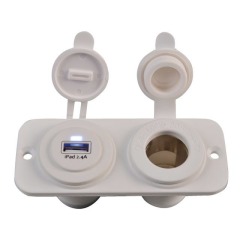 Talamex - DOUBLE FLUSH FRAME WHITE WITH USB 2.4A & STD SOCKET - 14.504.075