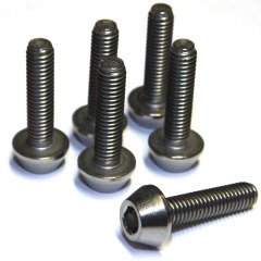 M6 x 25mm Titanium tapered head socket cap allen screws - Cone - bolts  (6)
