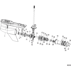 Gear Housing Prop Shaft, Counter Rotation, 5.44 Torpedo (1.75 Gear Ratio)
