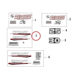Mercury - DECAL SET Mercury, Top Cowl - Quicksilver - 37-8M0081488