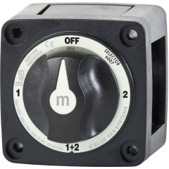 Blue Sea - Battery Switch - Black - Mini - Marine rated - IP66 - 4 Way -OFF/1/2/1+2 - PN. 6007
