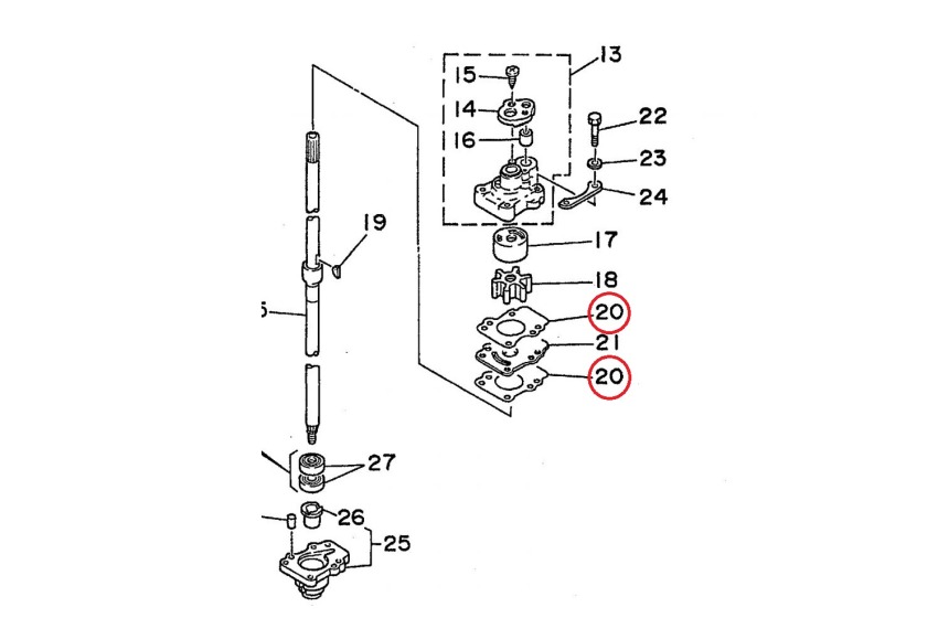 Genuine YAMAHA Water Pump Gasket 15D - 682-44315-A0 | F9.9B Parts ...