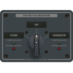 Blue Sea - AC Rotary Switch Panel 30 Ampere 2 positions + OFF, 2 Pole - PN. 8359