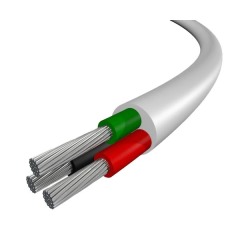 3 Core Round Tinned Cable 1.5MM/16 AWG White - Per meter