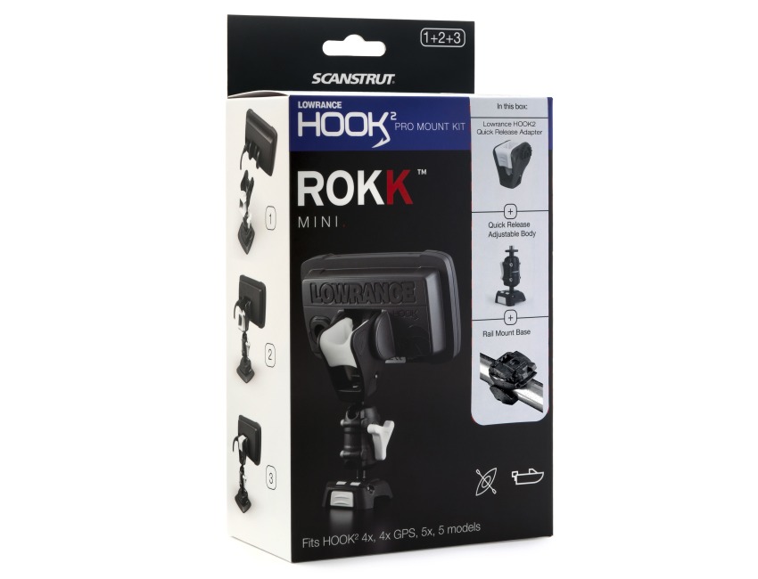 ROKK Pro mount kit for Lowrance Hook2 4x 5 - (with tube mount base)  RLS-521-402, ROKK Mini, Bottom Line