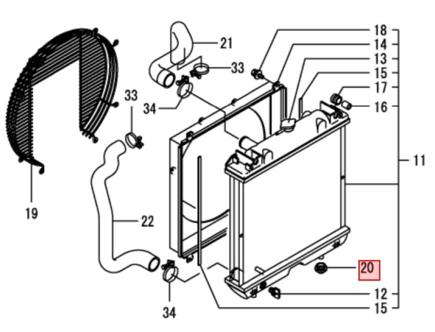 Yanmar - Radiator Rubber 3TNV 4TNV 4TNE - Genuine - 119255-44660 | TNE ...